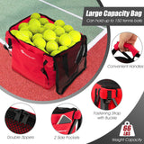 轻型可折叠网球教学车带轮可拆卸袋-红色 Lightweight Foldable Tennis Ball Teaching Cart with Wheels and Removable Bag-Red