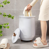 23L大号豪华桶式毛巾架带香盘架-白色 23L Large Luxury Bucket-Style Towel Warmer with Fragrant Disc Holder-White