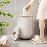 23L大号豪华桶式毛巾架带香盘架-灰色 23L Large Luxury Bucket-Style Towel Warmer with Fragrant Disc Holder-Gray