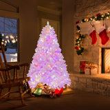 6 英尺植绒人造圣诞树，配有 350 个 LED 灯 6 FT Flocked Artificial Xmas Tree Hinged with 350 LED Lights