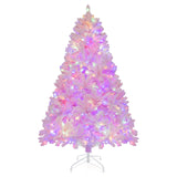 6 英尺植绒人造圣诞树，配有 350 个 LED 灯 6 FT Flocked Artificial Xmas Tree Hinged with 350 LED Lights