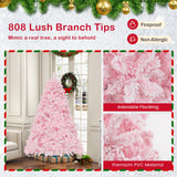 6 英尺植绒人造圣诞树，配有 350 个 LED 灯 6 FT Flocked Artificial Xmas Tree Hinged with 350 LED Lights