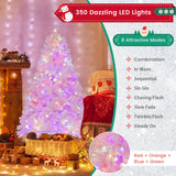 6 英尺植绒人造圣诞树，配有 350 个 LED 灯 6 FT Flocked Artificial Xmas Tree Hinged with 350 LED Lights