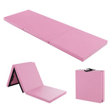 6 x 2 英尺三折健身垫，带手柄和可拆卸拉链套 - 粉色 6 x 2 FT Tri-Fold Gym Mat with Handles and Removable Zippered Cover-Pink