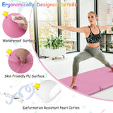 6 x 2 英尺三折健身垫，带手柄和可拆卸拉链套 - 粉色 6 x 2 FT Tri-Fold Gym Mat with Handles and Removable Zippered Cover-Pink