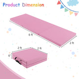 6 x 2 英尺三折健身垫，带手柄和可拆卸拉链套 - 粉色 6 x 2 FT Tri-Fold Gym Mat with Handles and Removable Zippered Cover-Pink