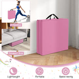 6 x 2 英尺三折健身垫，带手柄和可拆卸拉链套 - 粉色 6 x 2 FT Tri-Fold Gym Mat with Handles and Removable Zippered Cover-Pink