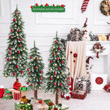 预亮圣诞树 3 件套 - 雪白细长 Pre-Lit Christmas Tree Set of 3 - Snowy and Slim