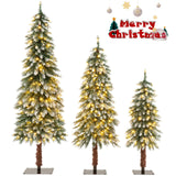 预亮圣诞树 3 件套 - 雪白细长 Pre-Lit Christmas Tree Set of 3 - Snowy and Slim