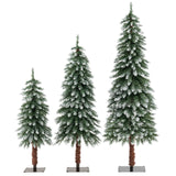 预亮圣诞树 3 件套 - 雪白细长 Pre-Lit Christmas Tree Set of 3 - Snowy and Slim