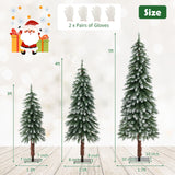 预亮圣诞树 3 件套 - 雪白细长 Pre-Lit Christmas Tree Set of 3 - Snowy and Slim