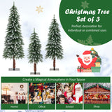 预亮圣诞树 3 件套 - 雪白细长 Pre-Lit Christmas Tree Set of 3 - Snowy and Slim