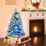 4.5/6/7 英尺人造圣诞树，带松针和 LED 灯 - 4.5 英尺 4.5/6/7 Feet Artificial Xmas Tree with Pine Needles and LED Lights-4.5 ft