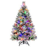 4.5/6/7 英尺人造圣诞树，带松针和 LED 灯 - 4.5 英尺 4.5/6/7 Feet Artificial Xmas Tree with Pine Needles and LED Lights-4.5 ft