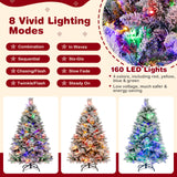 4.5/6/7 英尺人造圣诞树，带松针和 LED 灯 - 4.5 英尺 4.5/6/7 Feet Artificial Xmas Tree with Pine Needles and LED Lights-4.5 ft