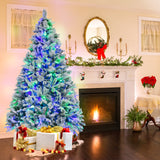 4.5/6/7 英尺人造圣诞树，带松针和 LED 灯 - 7 英尺 4.5/6/7 Feet Artificial Xmas Tree with Pine Needles and LED Lights-7 ft