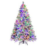 4.5/6/7 英尺人造圣诞树，带松针和 LED 灯 - 7 英尺 4.5/6/7 Feet Artificial Xmas Tree with Pine Needles and LED Lights-7 ft