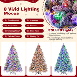 4.5/6/7 英尺人造圣诞树，带松针和 LED 灯 - 7 英尺 4.5/6/7 Feet Artificial Xmas Tree with Pine Needles and LED Lights-7 ft