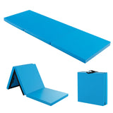 6 x 2 英尺三折健身垫，带手柄和可拆卸拉链套 - 蓝色 6 x 2 FT Tri-Fold Gym Mat with Handles and Removable Zippered Cover-Blue