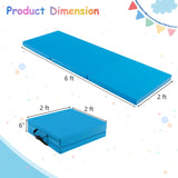 6 x 2 英尺三折健身垫，带手柄和可拆卸拉链套 - 蓝色 6 x 2 FT Tri-Fold Gym Mat with Handles and Removable Zippered Cover-Blue