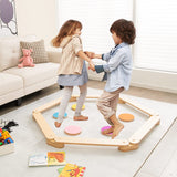 12 件套儿童木制平衡木带彩色陡石 12-Piece Kids Wooden Balance Beam with Colorful Steeping Stones