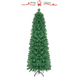 5/6/7/8 英尺预亮圣诞铅笔树，带彩色光纤绿色 - 5 英尺 5/6/7/8 FT Pre-Lit Christmas Pencil Tree with Colorful Fiber Optics Green-5 ft