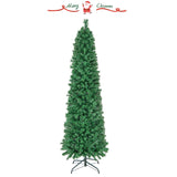 5/6/7/8 英尺预亮圣诞铅笔树，带彩色光纤绿色 - 6 英尺 5/6/7/8 FT Pre-Lit Christmas Pencil Tree with Colorful Fiber Optics Green-6 ft