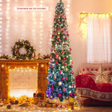 5/6/7/8 英尺预亮圣诞铅笔树，带彩色光纤绿色 - 8 英尺 5/6/7/8 FT Pre-Lit Christmas Pencil Tree with Colorful Fiber Optics Green-8 ft