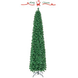 5/6/7/8 英尺预亮圣诞铅笔树，带彩色光纤绿色 - 8 英尺 5/6/7/8 FT Pre-Lit Christmas Pencil Tree with Colorful Fiber Optics Green-8 ft