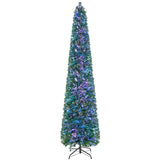 5/6/7/8 英尺预亮圣诞铅笔树，带彩色光纤绿色 - 8 英尺 5/6/7/8 FT Pre-Lit Christmas Pencil Tree with Colorful Fiber Optics Green-8 ft