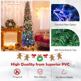 5/6/7/8 英尺预亮圣诞铅笔树，带彩色光纤绿色 - 8 英尺 5/6/7/8 FT Pre-Lit Christmas Pencil Tree with Colorful Fiber Optics Green-8 ft