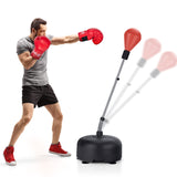 可调节独立式沙袋带拳击手套-红色 Adjustable Freestanding Punching Bag with Boxing Gloves-Red