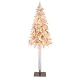 6 英尺预亮细长铅笔圣诞树雪植绒圣诞装饰 6 Feet Pre-Lit Slim Pencil Christmas Tree Snow Flocked Xmas Decor