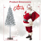 6 英尺预亮细长铅笔圣诞树雪植绒圣诞装饰 6 Feet Pre-Lit Slim Pencil Christmas Tree Snow Flocked Xmas Decor