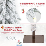 6 英尺预亮细长铅笔圣诞树雪植绒圣诞装饰 6 Feet Pre-Lit Slim Pencil Christmas Tree Snow Flocked Xmas Decor