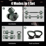 4合1可调重量哑铃套装-黑色 4 in 1 Adjustable Weight Dumbbell Set-Black