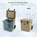 45 夸脱冷却器可牵引冰柜 - 棕色 45 Quart Cooler Towable Ice Chest-Brown