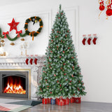 带 PVC 树枝尖端和暖白色 LED 灯的铰接圣诞树 - 9 英尺 Hinged Christmas Tree with PVC Branch Tips and Warm White LED Lights-9 ft