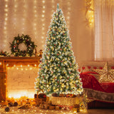 带 PVC 树枝尖端和暖白色 LED 灯的铰接圣诞树 - 9 英尺 Hinged Christmas Tree with PVC Branch Tips and Warm White LED Lights-9 ft