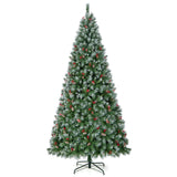 带 PVC 树枝尖端和暖白色 LED 灯的铰接圣诞树 - 9 英尺 Hinged Christmas Tree with PVC Branch Tips and Warm White LED Lights-9 ft