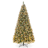 带 PVC 树枝尖端和暖白色 LED 灯的铰接圣诞树 - 9 英尺 Hinged Christmas Tree with PVC Branch Tips and Warm White LED Lights-9 ft