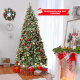 带 PVC 树枝尖端和暖白色 LED 灯的铰接圣诞树 - 9 英尺 Hinged Christmas Tree with PVC Branch Tips and Warm White LED Lights-9 ft