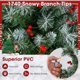 带 PVC 树枝尖端和暖白色 LED 灯的铰接圣诞树 - 9 英尺 Hinged Christmas Tree with PVC Branch Tips and Warm White LED Lights-9 ft