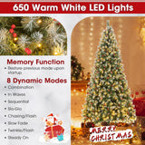 带 PVC 树枝尖端和暖白色 LED 灯的铰接圣诞树 - 9 英尺 Hinged Christmas Tree with PVC Branch Tips and Warm White LED Lights-9 ft