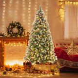 带 PVC 树枝尖端和暖白色 LED 灯的铰接圣诞树 - 7.5 英尺 Hinged Christmas Tree with PVC Branch Tips and Warm White LED Lights-7.5 ft