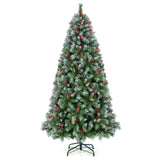 带 PVC 树枝尖端和暖白色 LED 灯的铰接圣诞树 - 7.5 英尺 Hinged Christmas Tree with PVC Branch Tips and Warm White LED Lights-7.5 ft