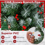 带 PVC 树枝尖端和暖白色 LED 灯的铰接圣诞树 - 7.5 英尺 Hinged Christmas Tree with PVC Branch Tips and Warm White LED Lights-7.5 ft