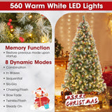 带 PVC 树枝尖端和暖白色 LED 灯的铰接圣诞树 - 7.5 英尺 Hinged Christmas Tree with PVC Branch Tips and Warm White LED Lights-7.5 ft