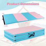 折叠体操垫带提手和防汗可拆卸 PU 皮套 - 蓝色 Folding Gymnastics Mat with Carry Handles and Sweatproof Detachable PU Leather Cover-Blue