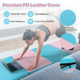 折叠体操垫带提手和防汗可拆卸 PU 皮套 - 蓝色 Folding Gymnastics Mat with Carry Handles and Sweatproof Detachable PU Leather Cover-Blue